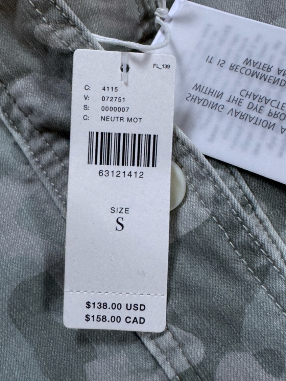 Dear John Light Gray Camouflage Utility Jacket Women’s Size Small NEW - Picture 13 of 14